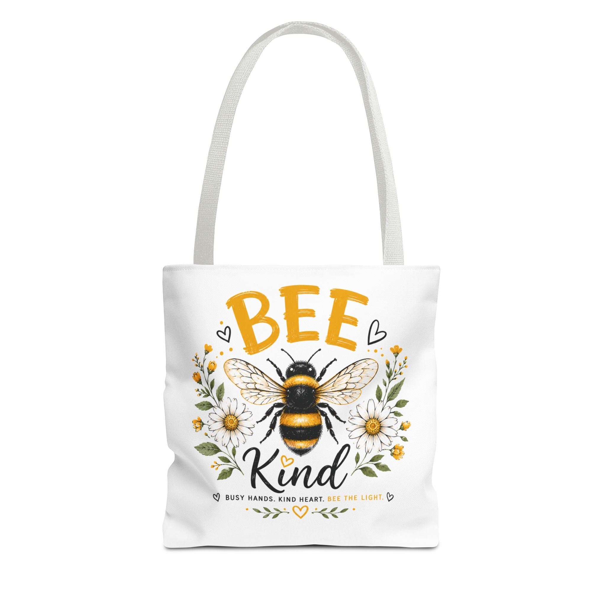 Bee Kind Floral Tote Bag — Cute Bee & Daisies AOP Grocery/Everyday Tote
