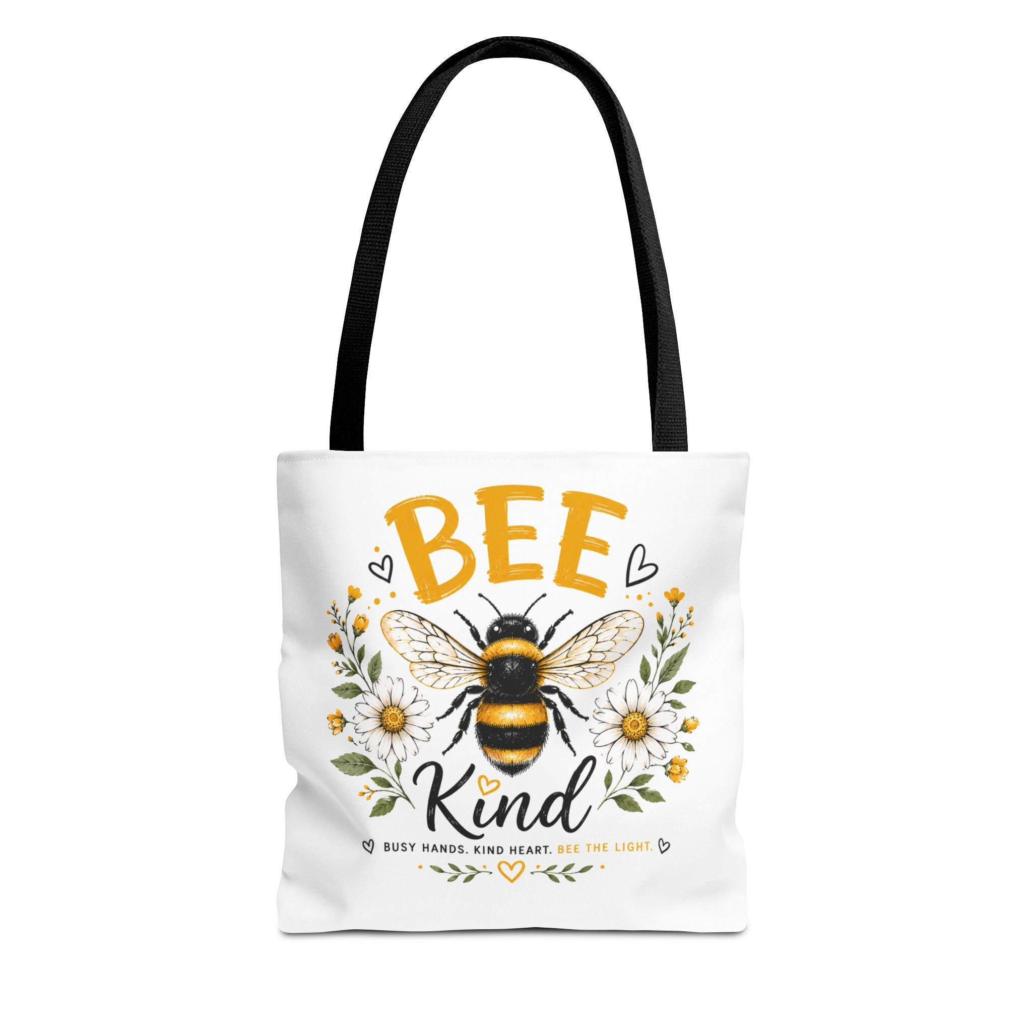 Bee Kind Floral Tote Bag — Cute Bee & Daisies AOP Grocery/Everyday Tote