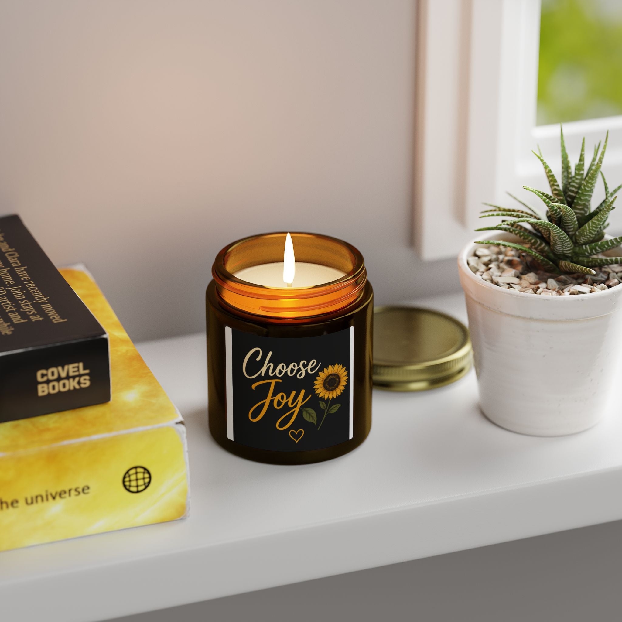 Choose Joy Sunflower Scented Candle — Coconut Apricot Wax (4oz & 9oz)