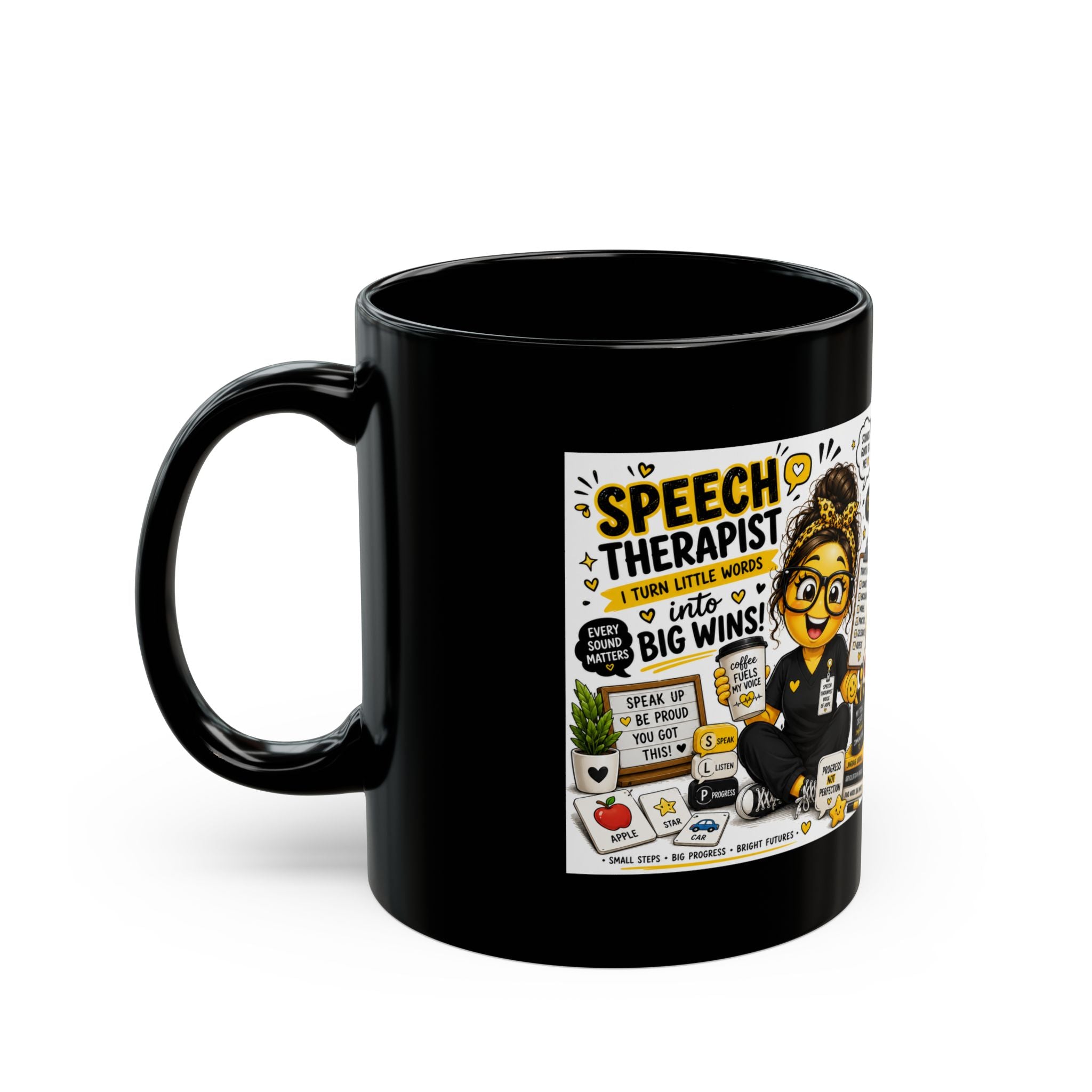 Speech Therapists Emoji-Black Coffee Mug