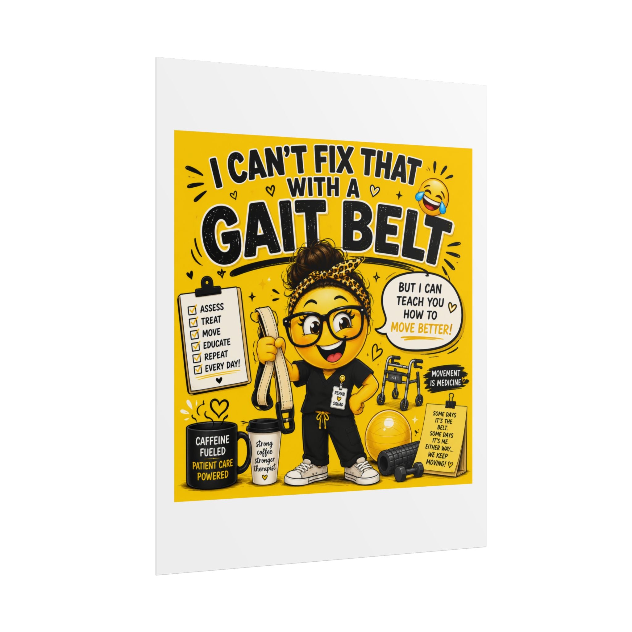 "I Can't Fix That With a Gait Belt" Emoji Poster
