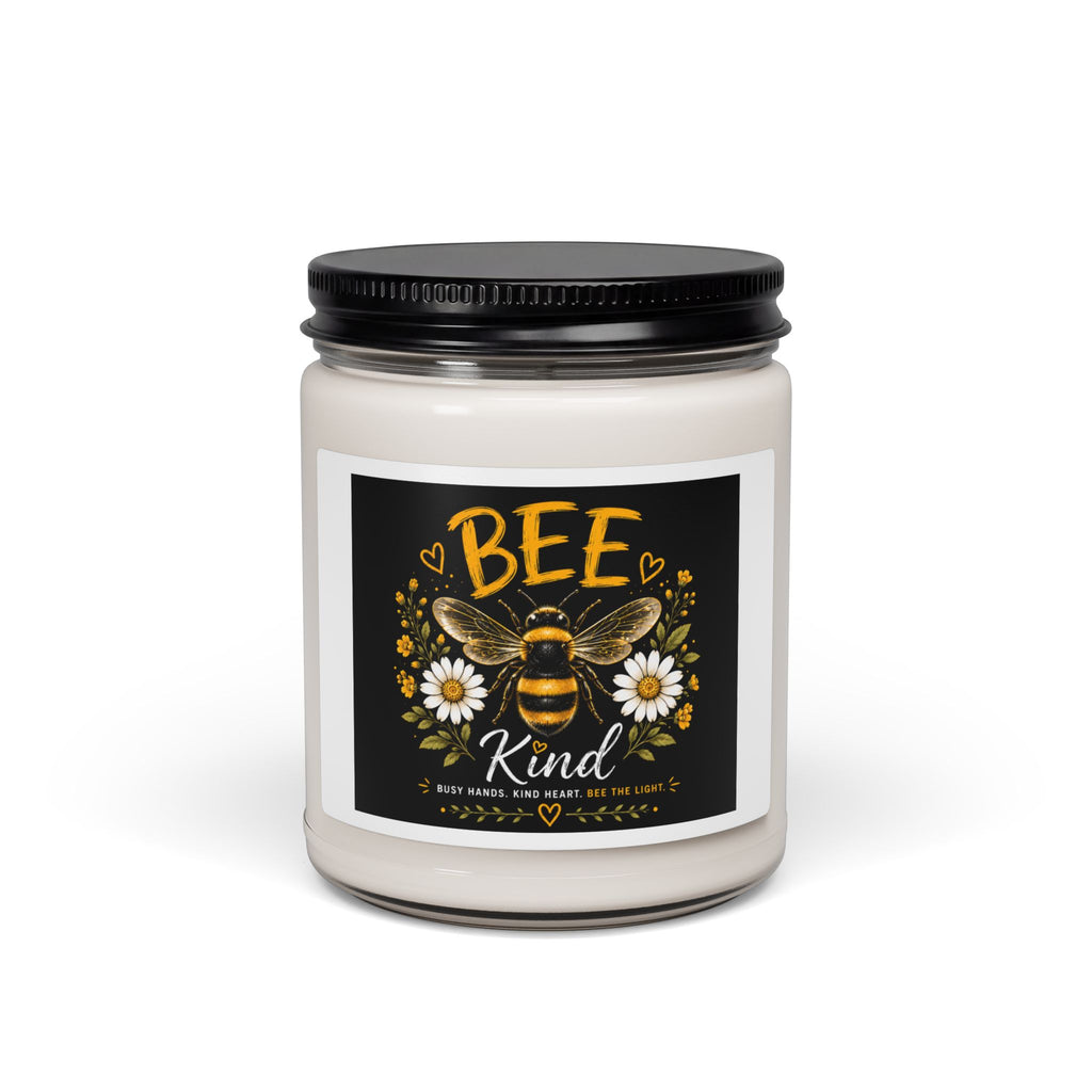 Bee Kind Soy Candle – 9oz Scented Jar with Bee & Daisies Design