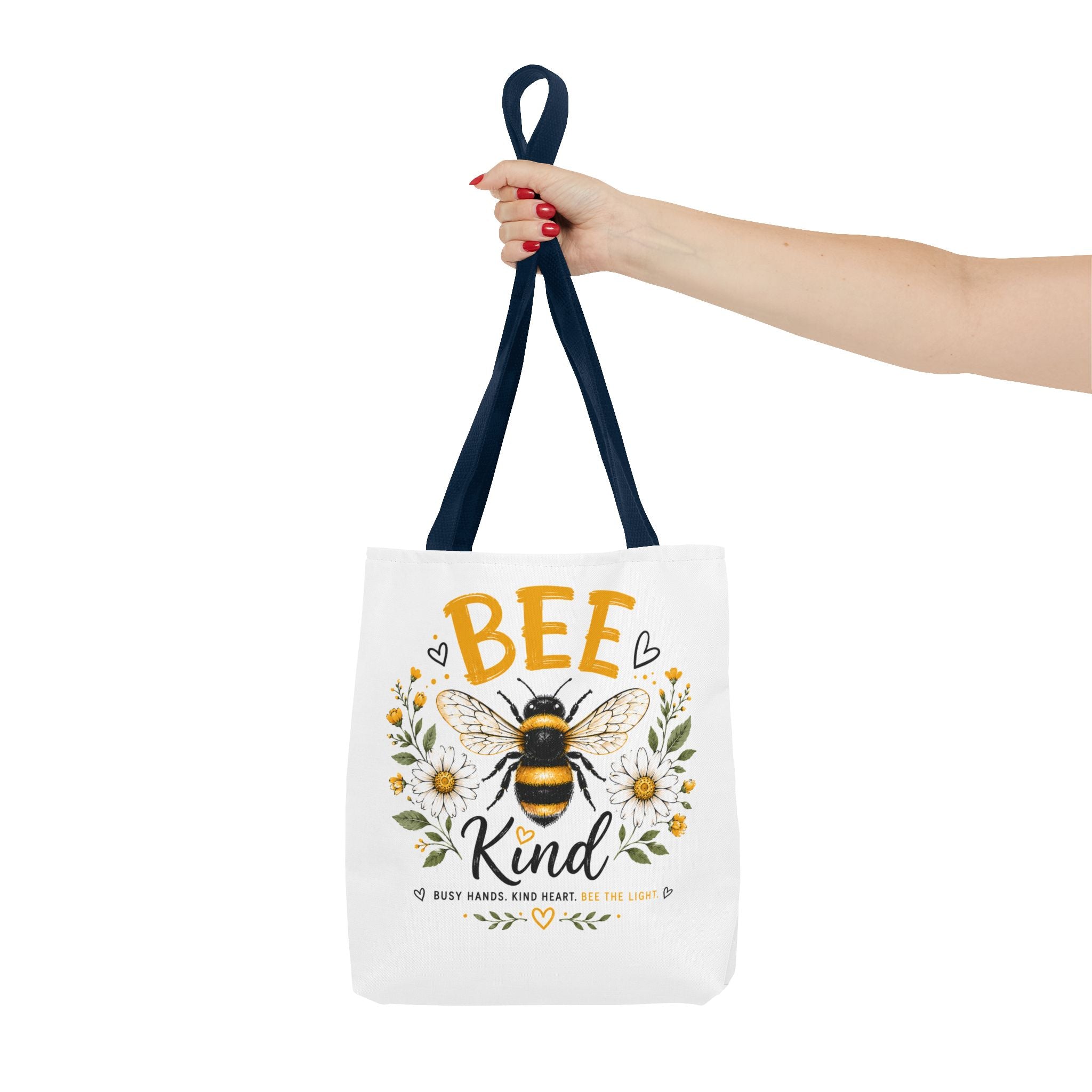 Bee Kind Floral Tote Bag — Cute Bee & Daisies AOP Grocery/Everyday Tote
