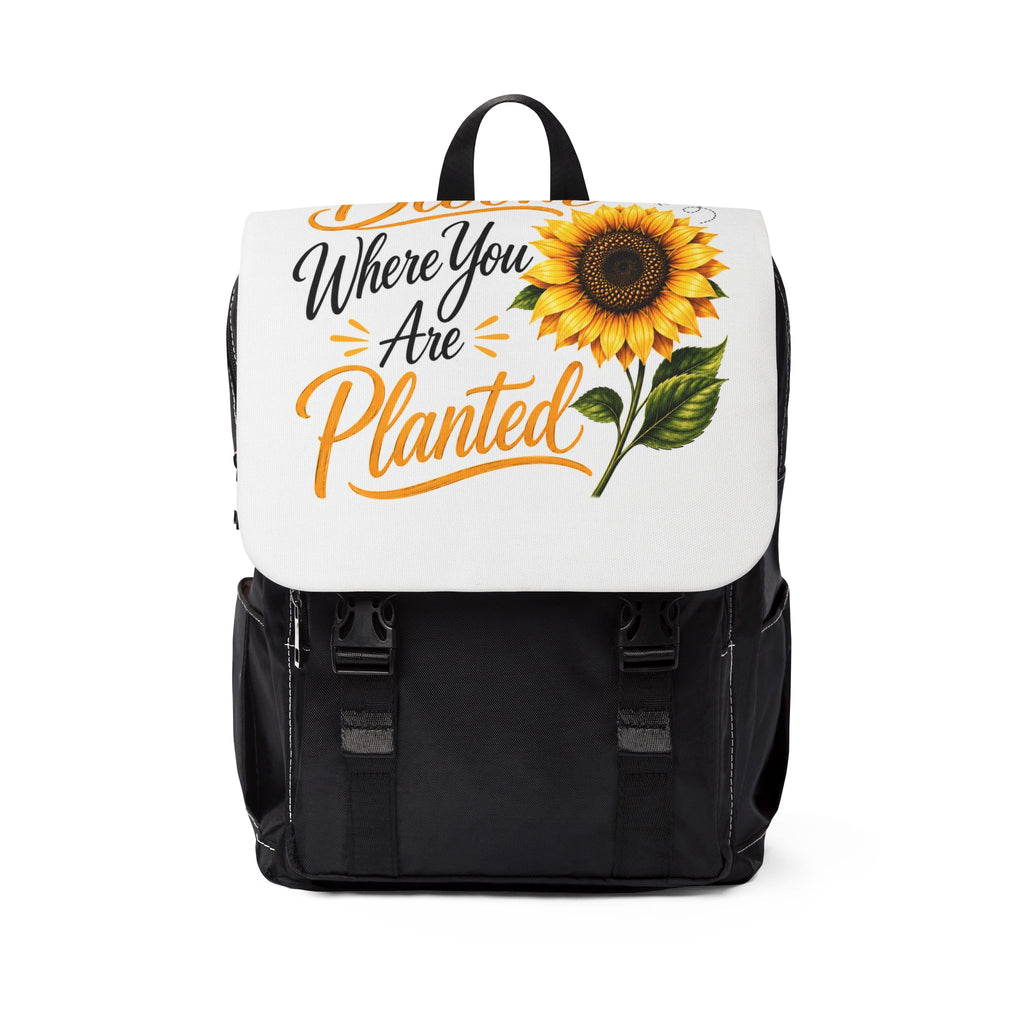 Where You Are Planted Sunflower Backpack – Inspirational Casual Shoulder Bag
