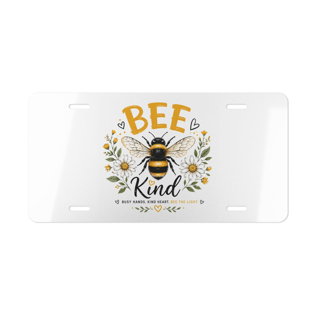 Bee Kind Vanity Plate — Floral Bee License Plate for Cars, Inspirational Decor