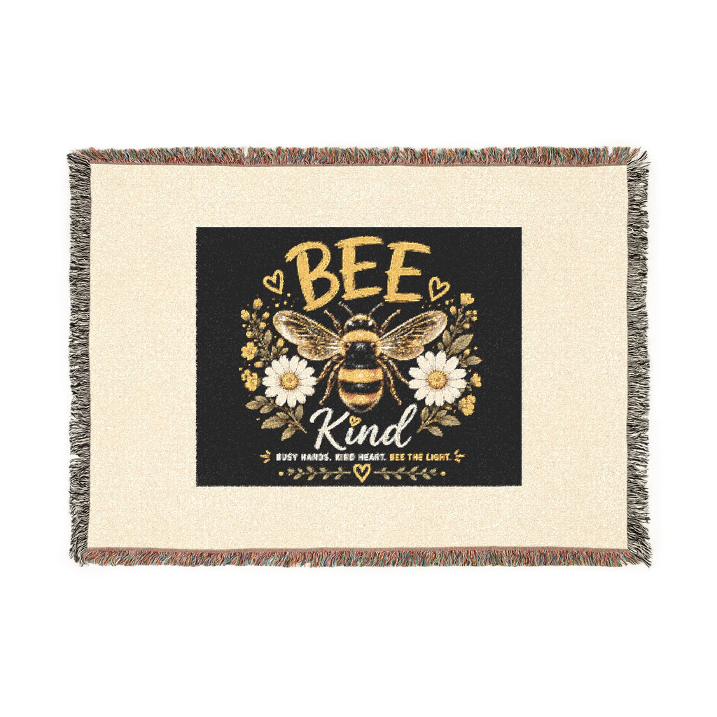 Bee Kind Woven Blanket – Floral Bee Throw for Cozy Home Décor