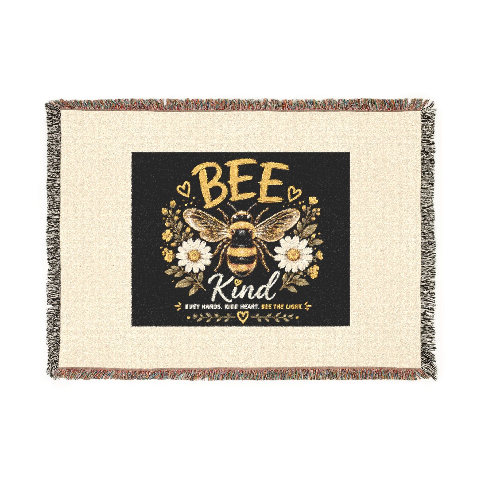 Bee Kind Woven Blanket – Floral Bee Throw for Cozy Home Décor