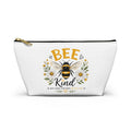 Bee Kind Floral Accessory Pouch — Zip Makeup Bag with T-Bottom