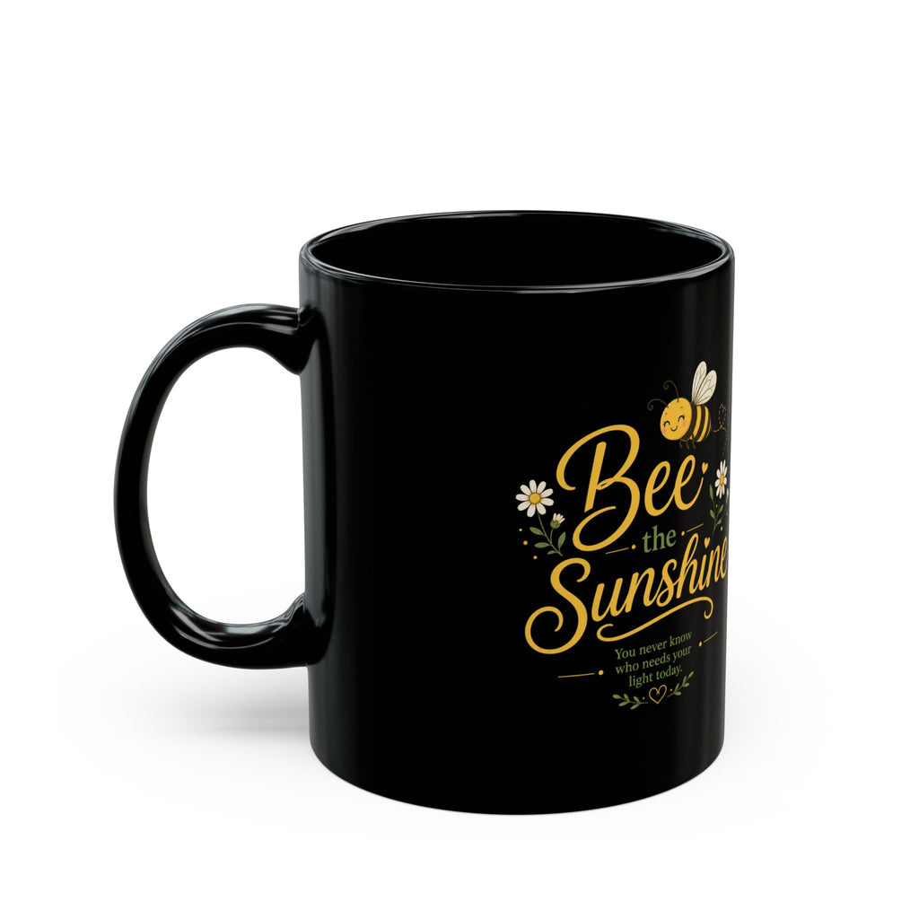 EverWell Living "Bee the Sunshine" Black Coffee Mug — Inspirational Bee Quote Mug (11oz, 15oz)