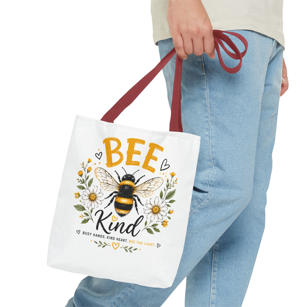 Bee Kind Floral Tote Bag — Cute Bee & Daisies AOP Grocery/Everyday Tote