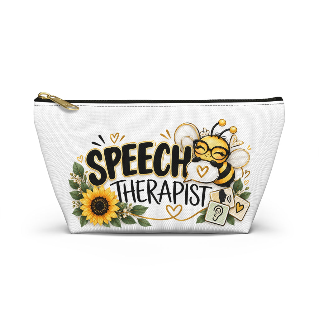 Speech Therapist Accessory Pouch – Speechie Gift with Bee and Sunflower Design