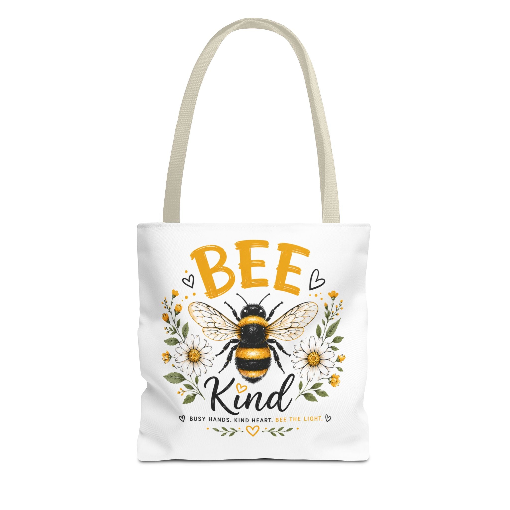 Bee Kind Floral Tote Bag — Cute Bee & Daisies AOP Grocery/Everyday Tote