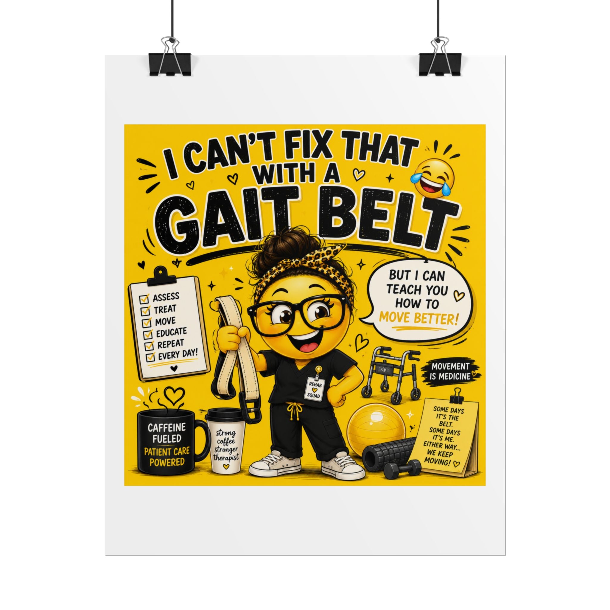 "I Can't Fix That With a Gait Belt" Emoji Poster