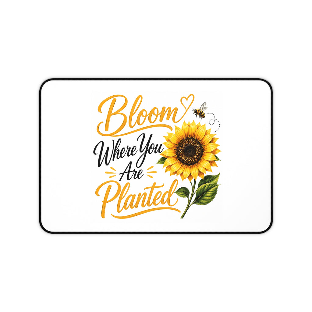 Sunflower "Bloom Where You Are Planted" Desk Mat — Inspirational Office Mousepad