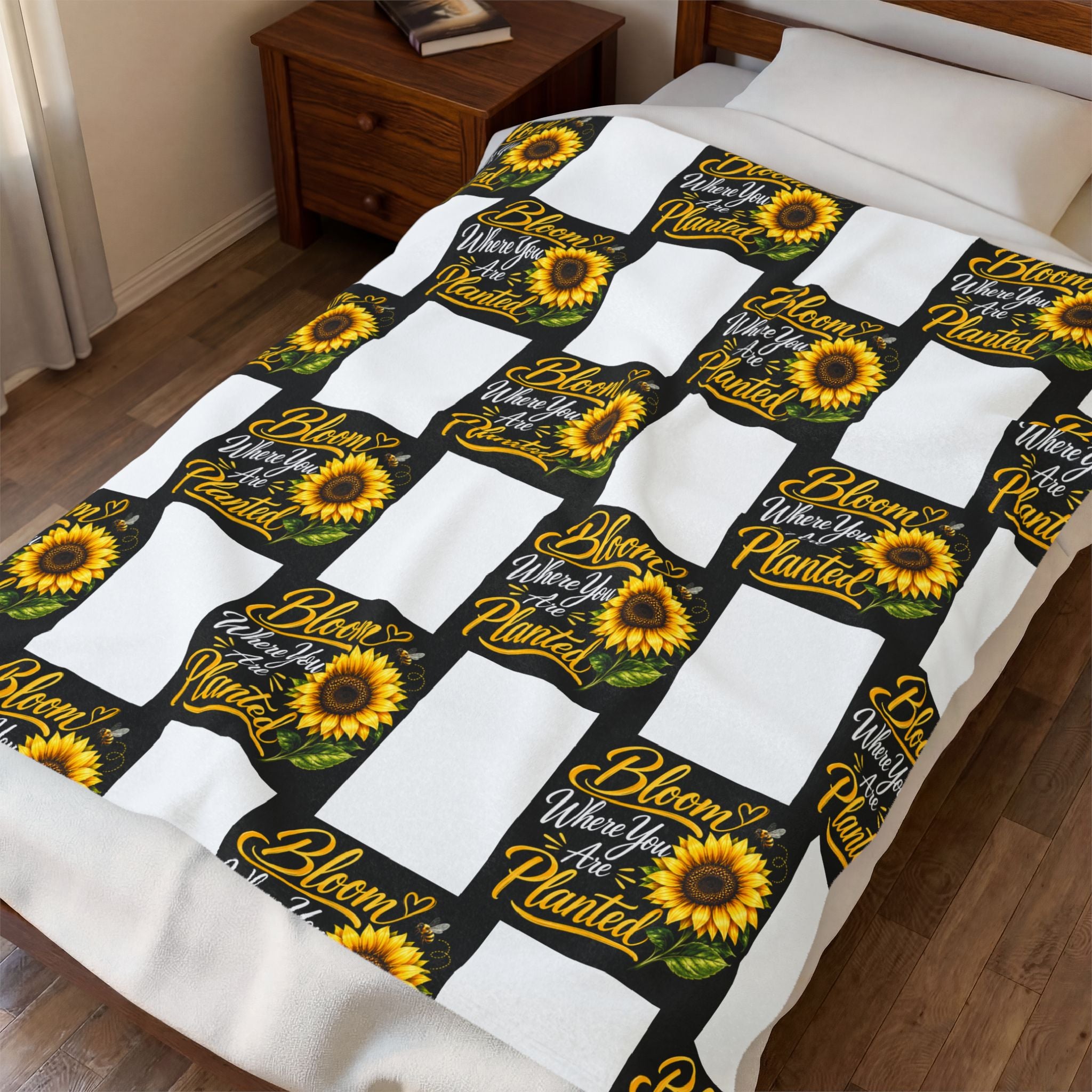 Bloom Where You’re Planted Sunflower Plush Blanket