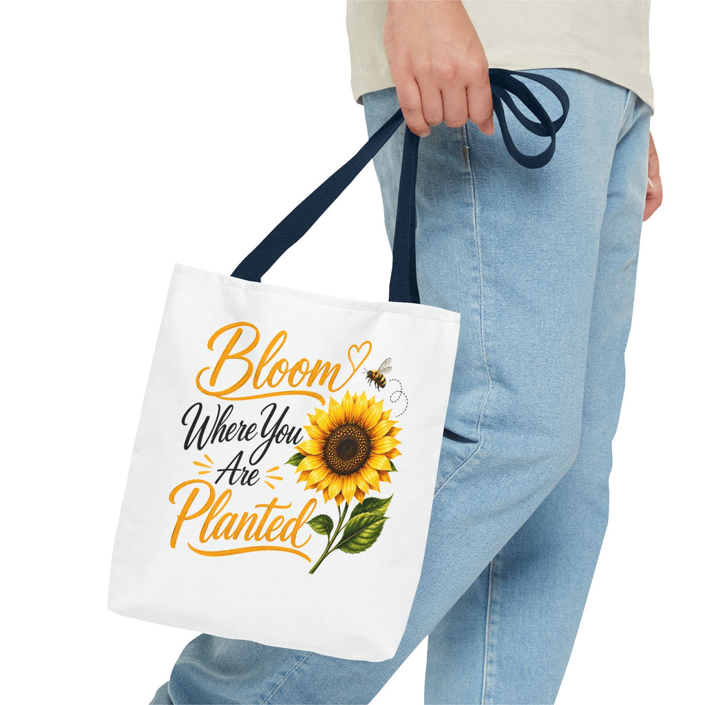 Bloom Where You Are Planted Sunflower Tote Bag