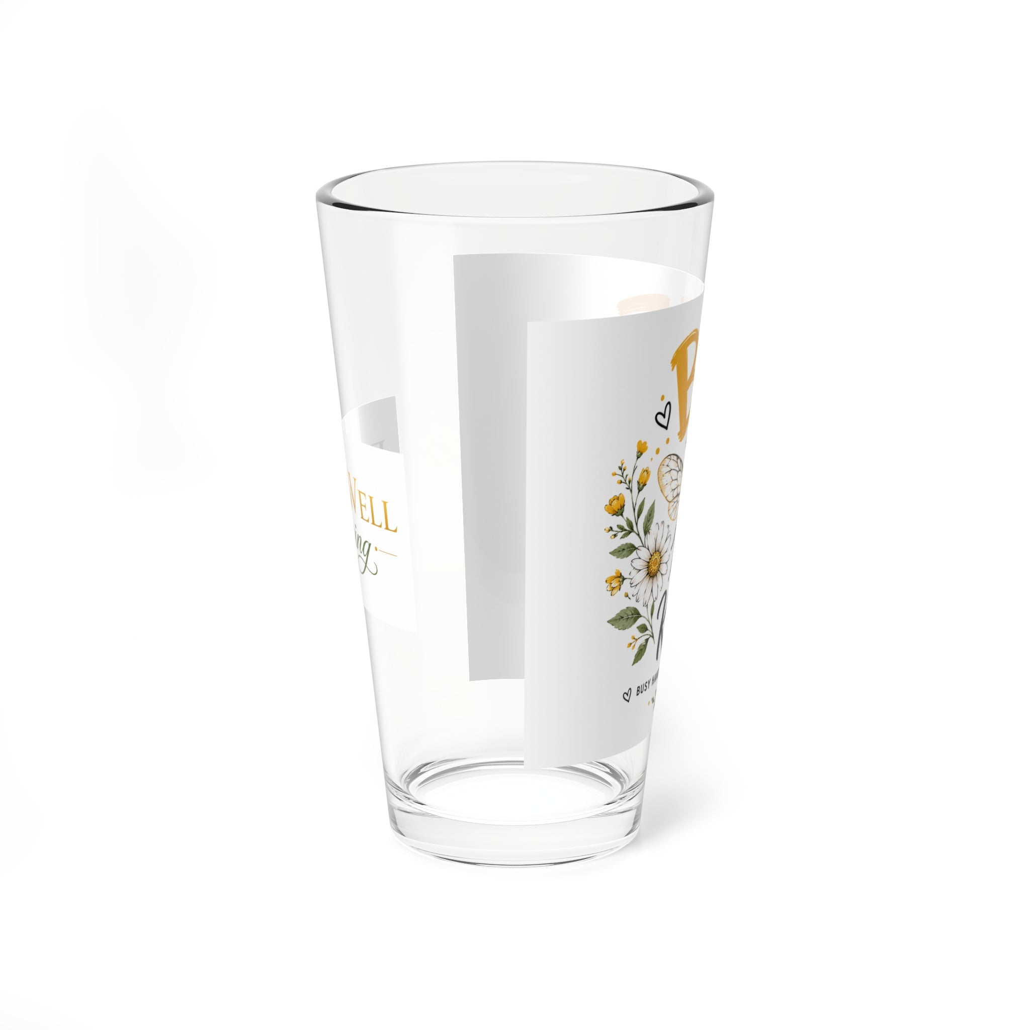 Bee Kind 16oz Mixing Glass – Floral Honeybee Pint Glass