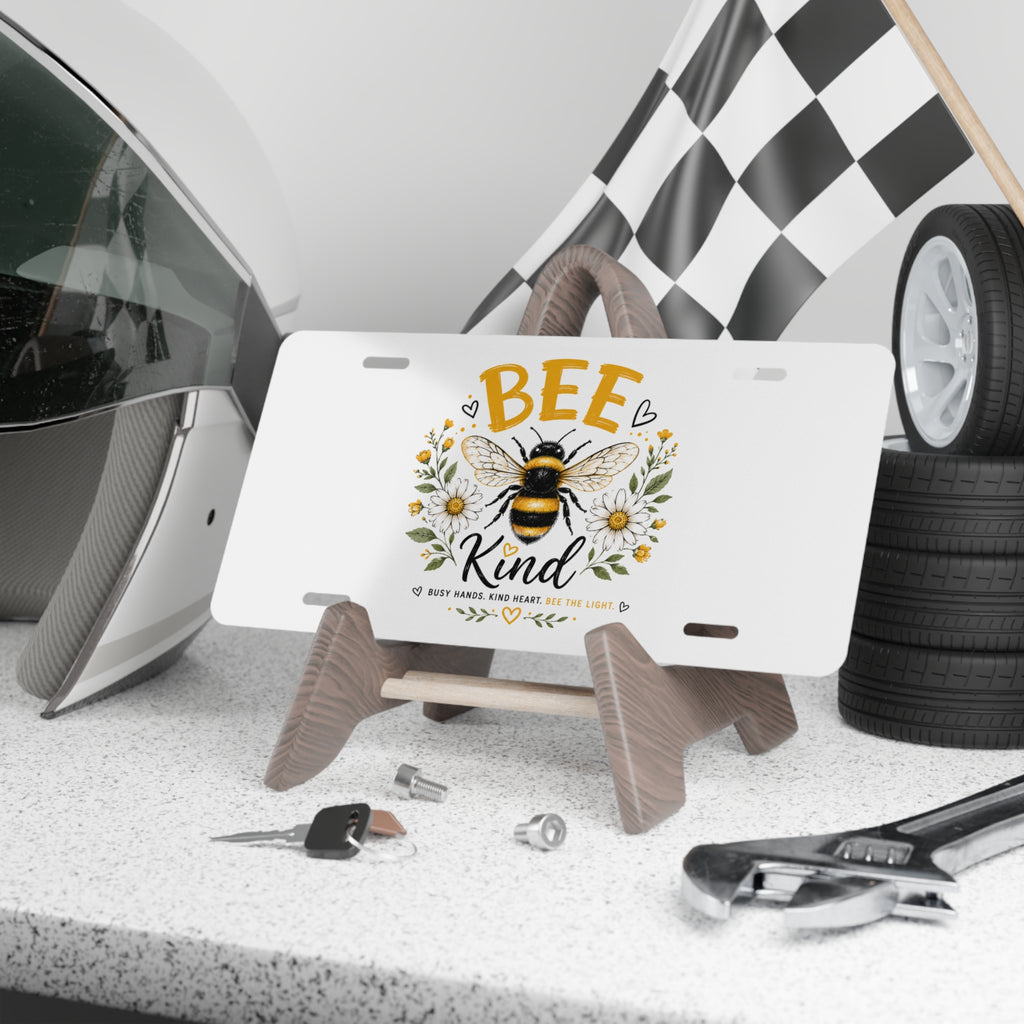 Bee Kind Vanity Plate — Floral Bee License Plate for Cars, Inspirational Decor