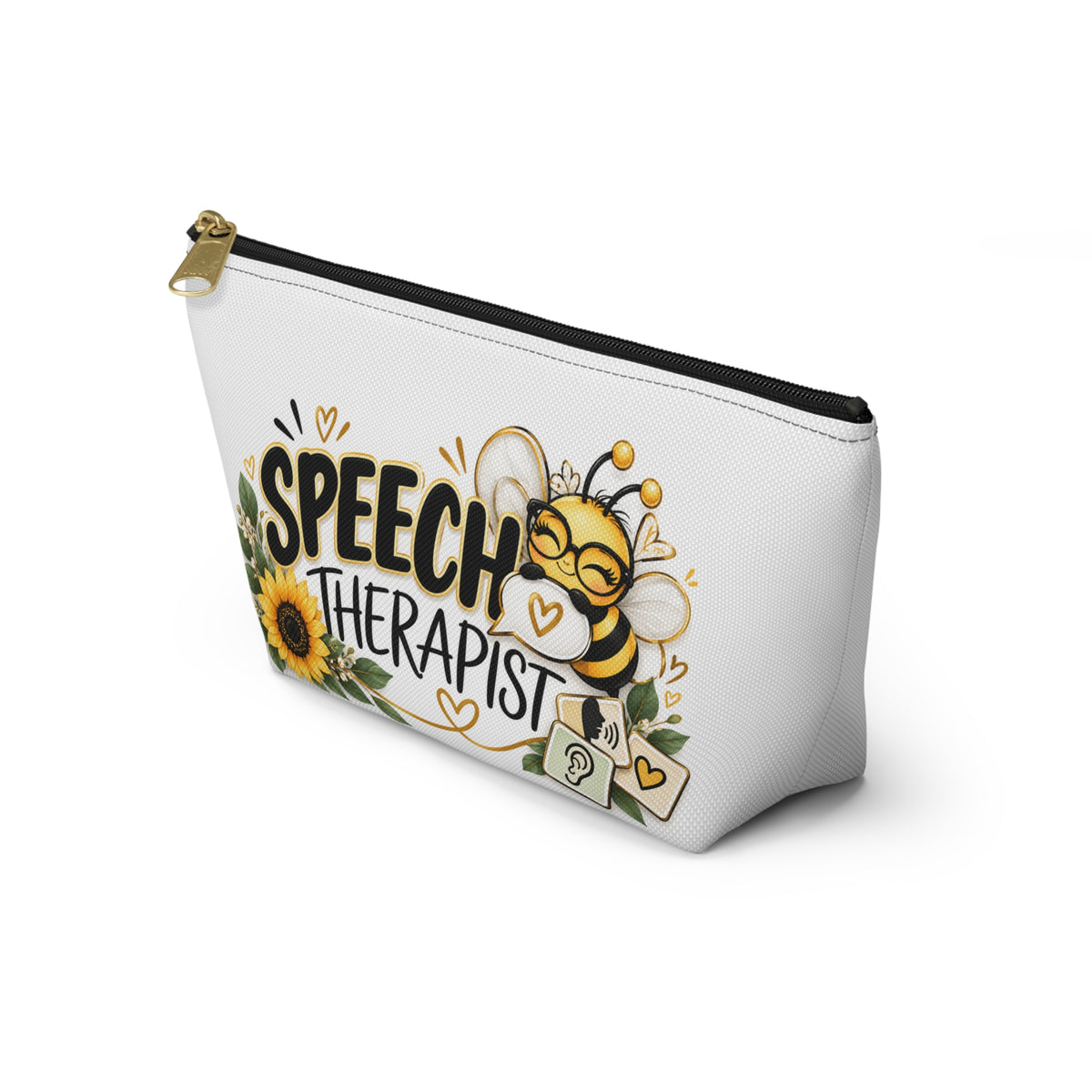 Speech Therapist Accessory Pouch – Speechie Gift with Bee and Sunflower Design