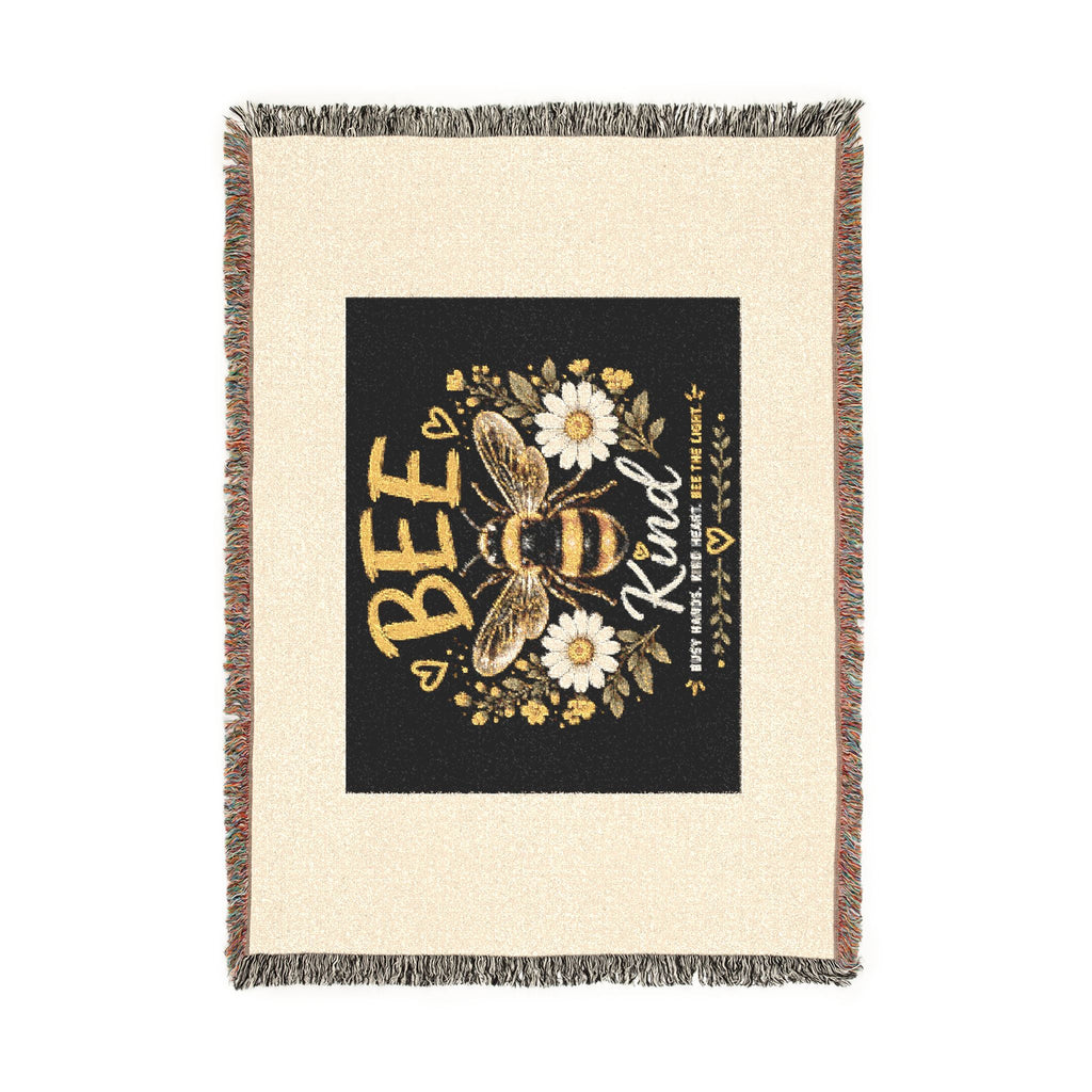 Bee Kind Woven Blanket – Floral Bee Throw for Cozy Home Décor