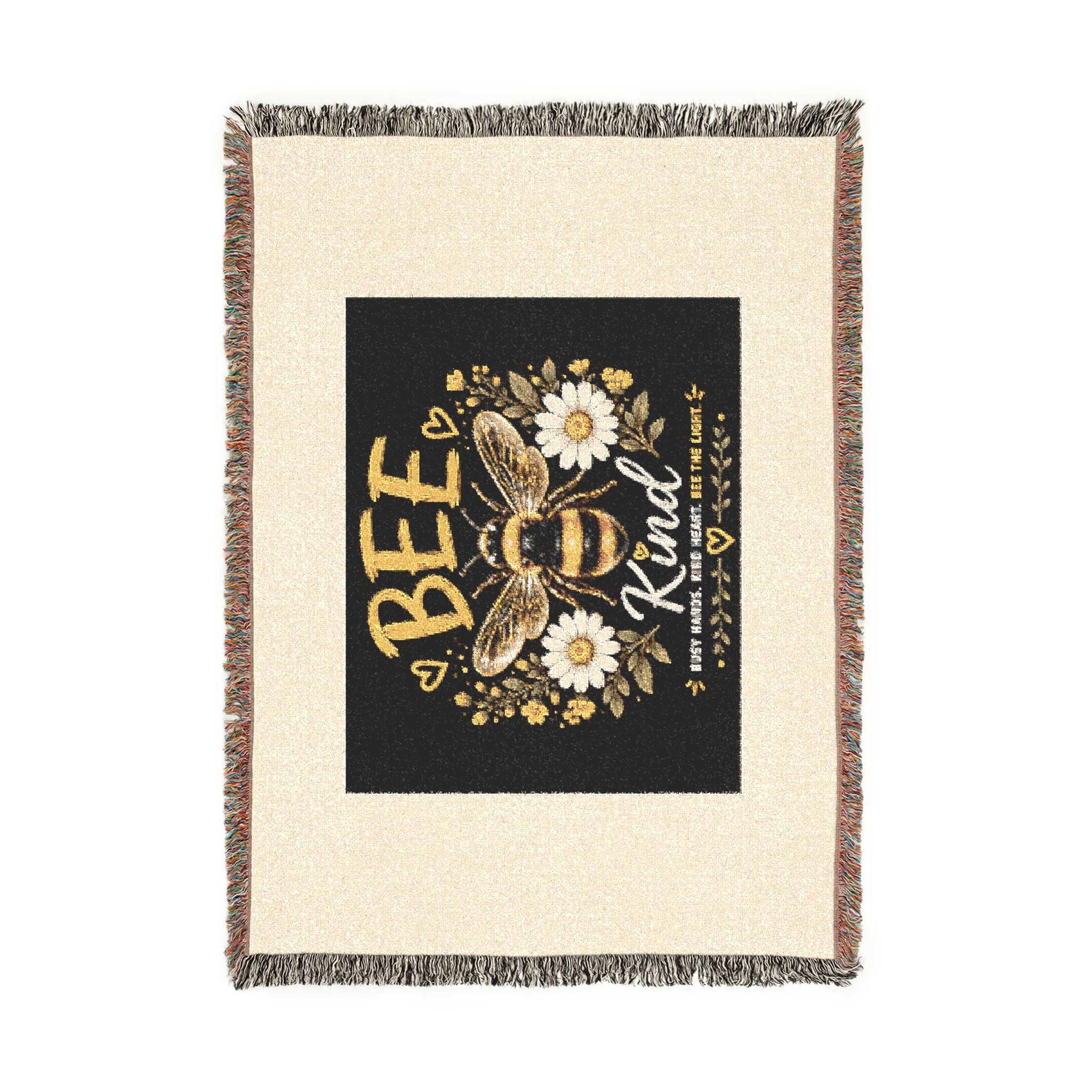 Bee Kind Woven Blanket – Floral Bee Throw for Cozy Home Décor