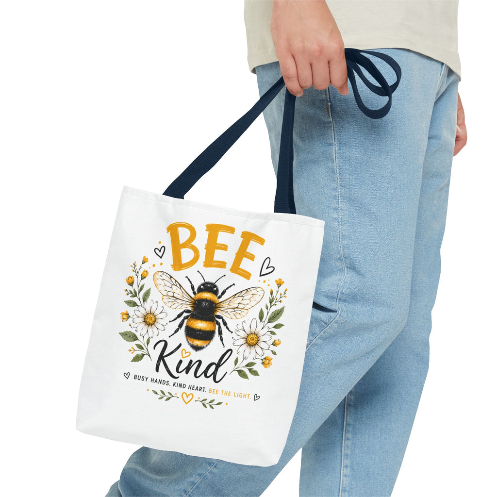 Bee Kind Floral Tote Bag — Cute Bee & Daisies AOP Grocery/Everyday Tote