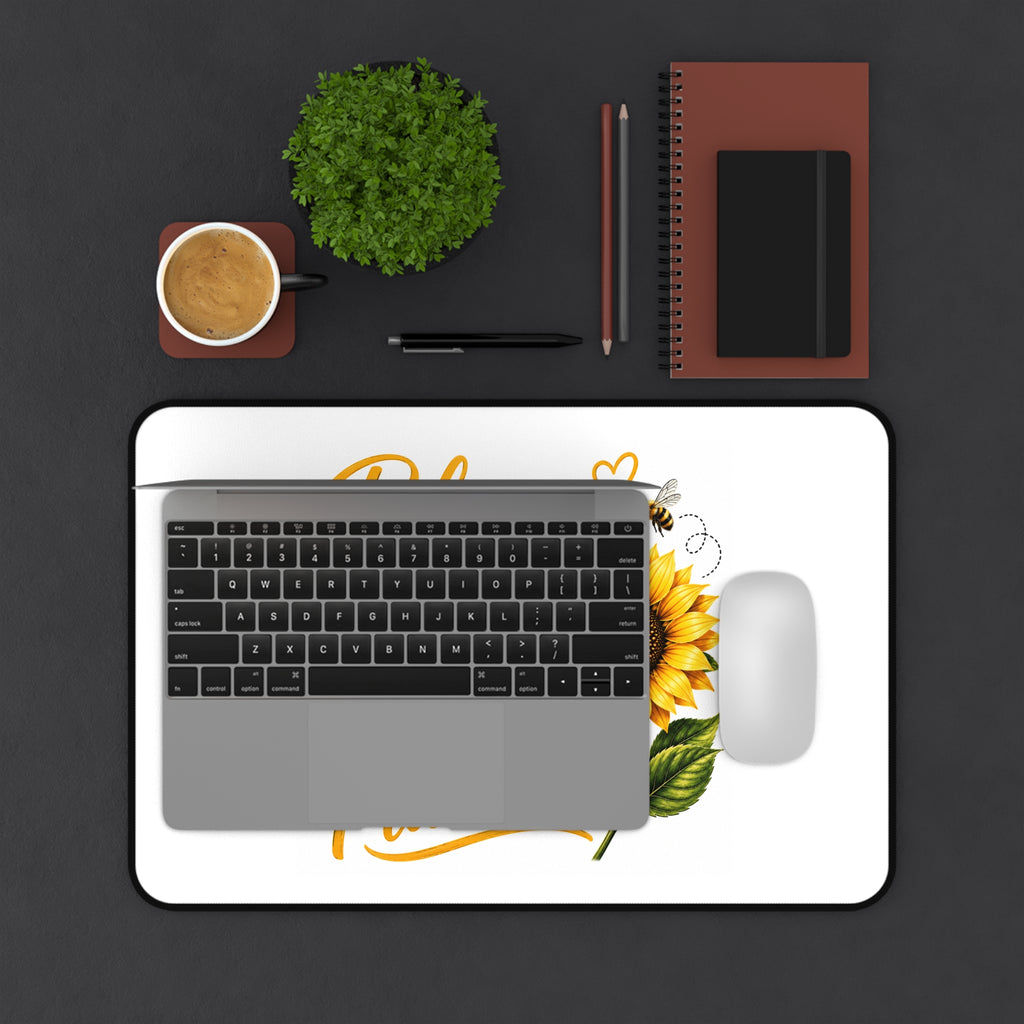 Sunflower "Bloom Where You Are Planted" Desk Mat — Inspirational Office Mousepad