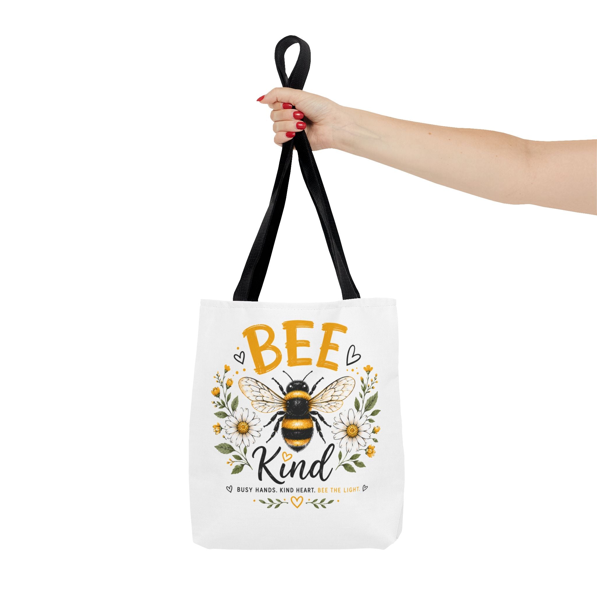 Bee Kind Floral Tote Bag — Cute Bee & Daisies AOP Grocery/Everyday Tote