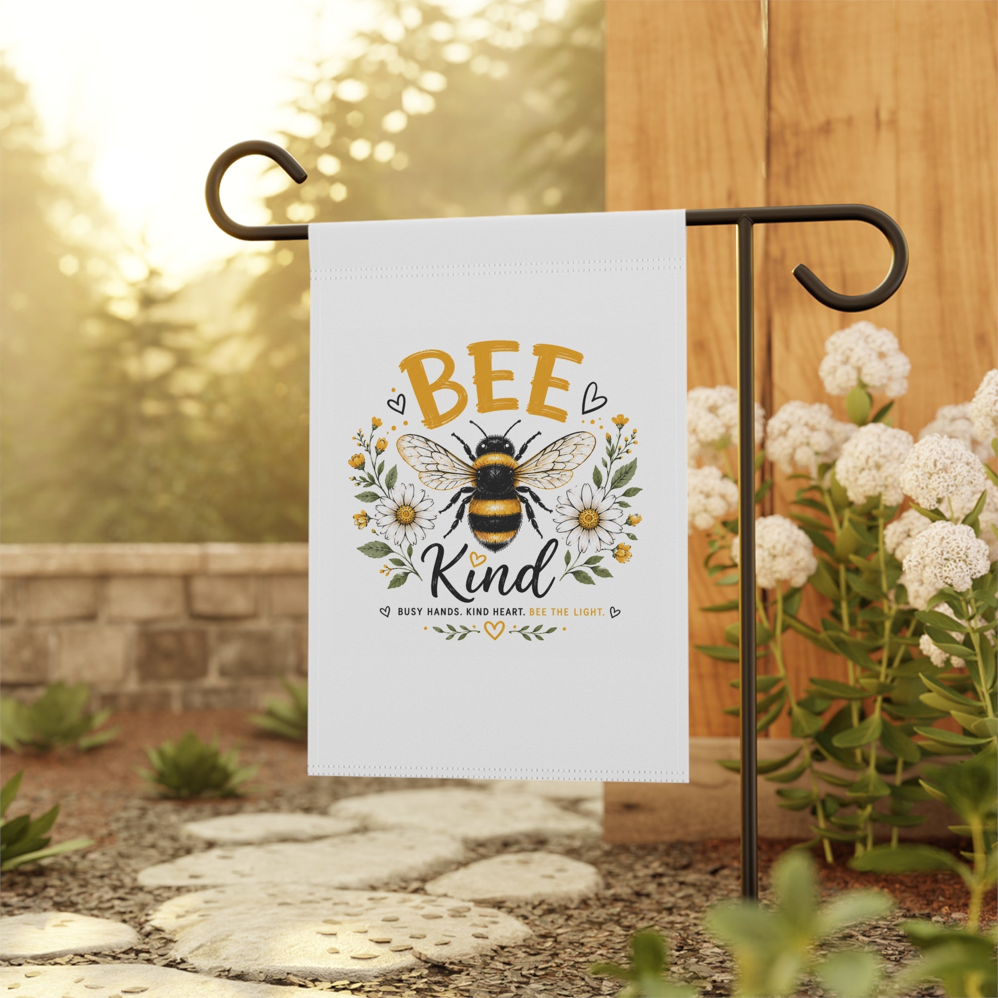 Bee Kind Garden Flag - Floral Bee House Banner for Yard & Porch