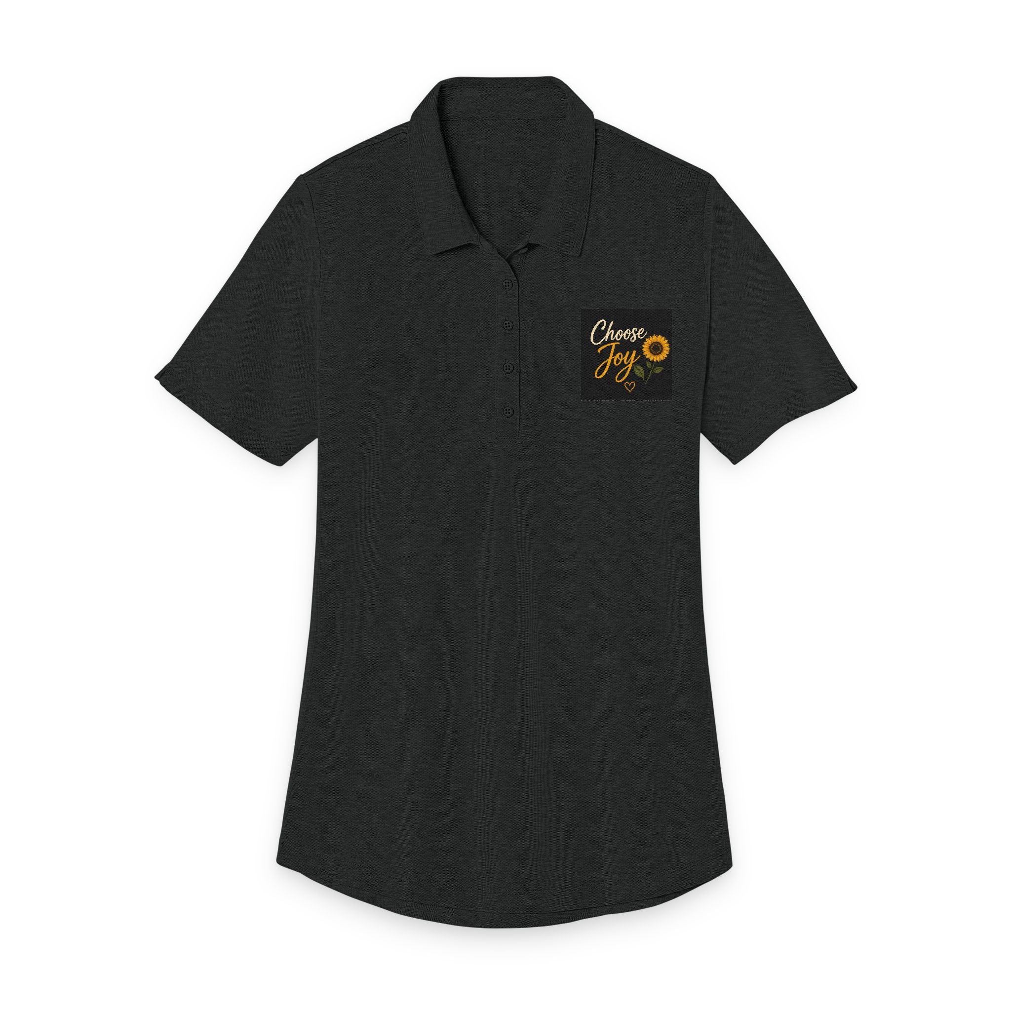 Ladies Polo — 'Smile' Sunflower Pocket Graphic