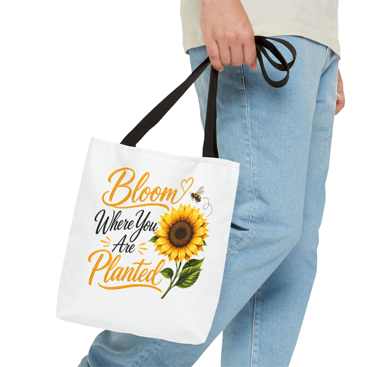 Bloom Where You Are Planted Sunflower Tote Bag
