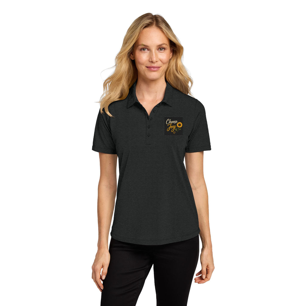Ladies Polo — 'Smile' Sunflower Pocket Graphic