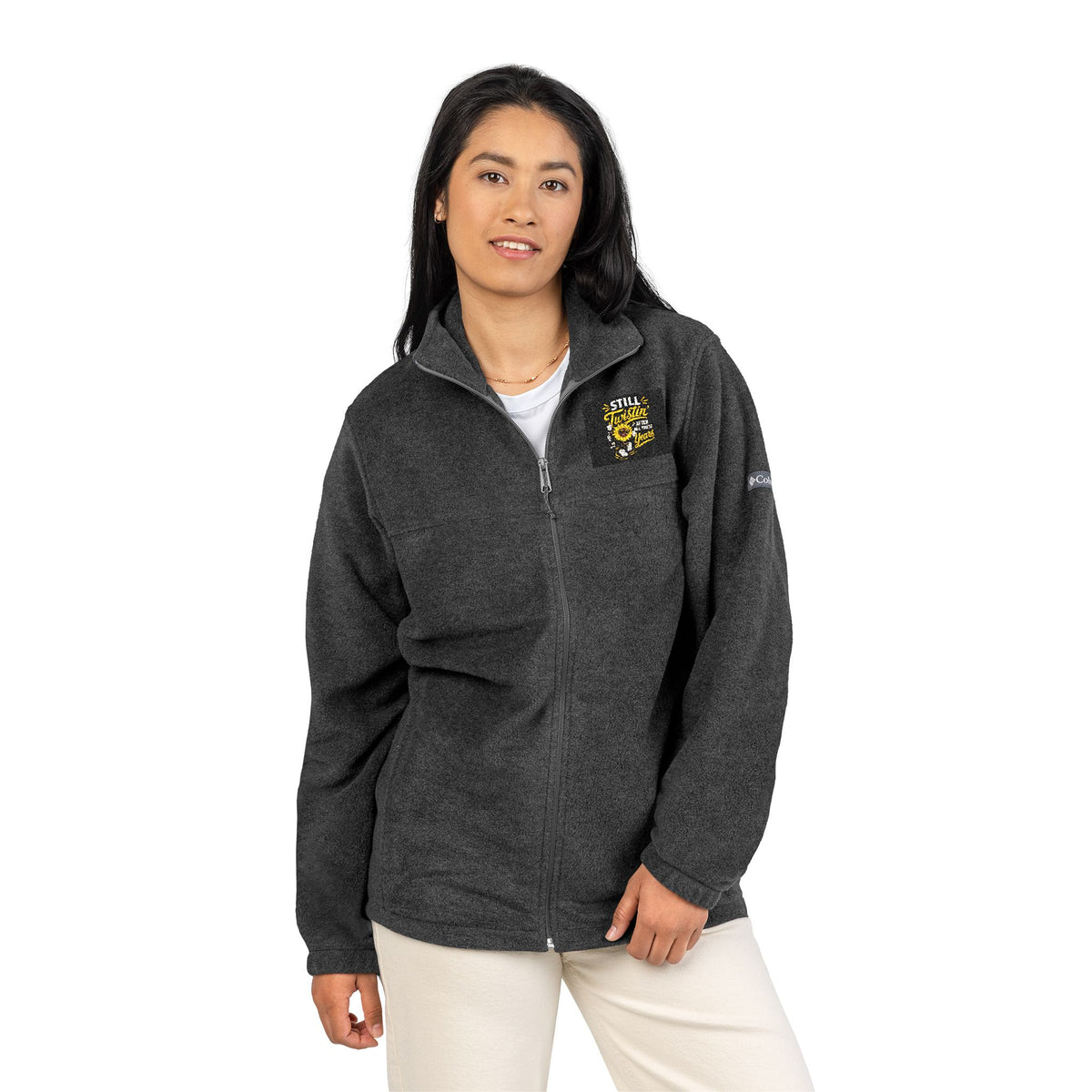 Embroidered Floral Crest Fleece Jacket