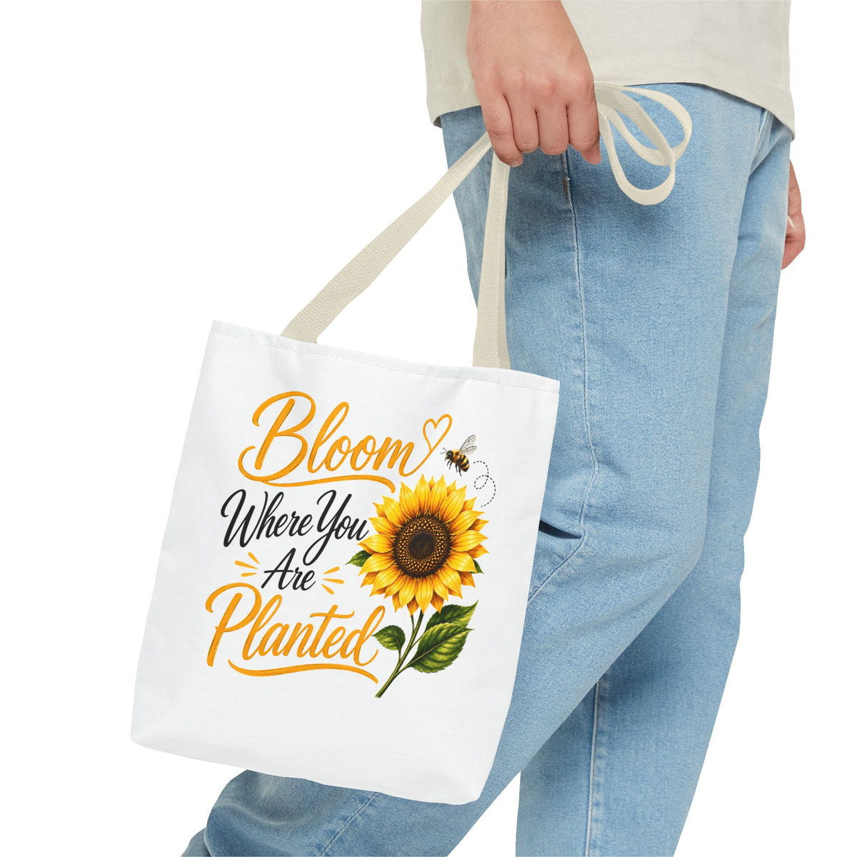 Bloom Where You Are Planted Sunflower Tote Bag