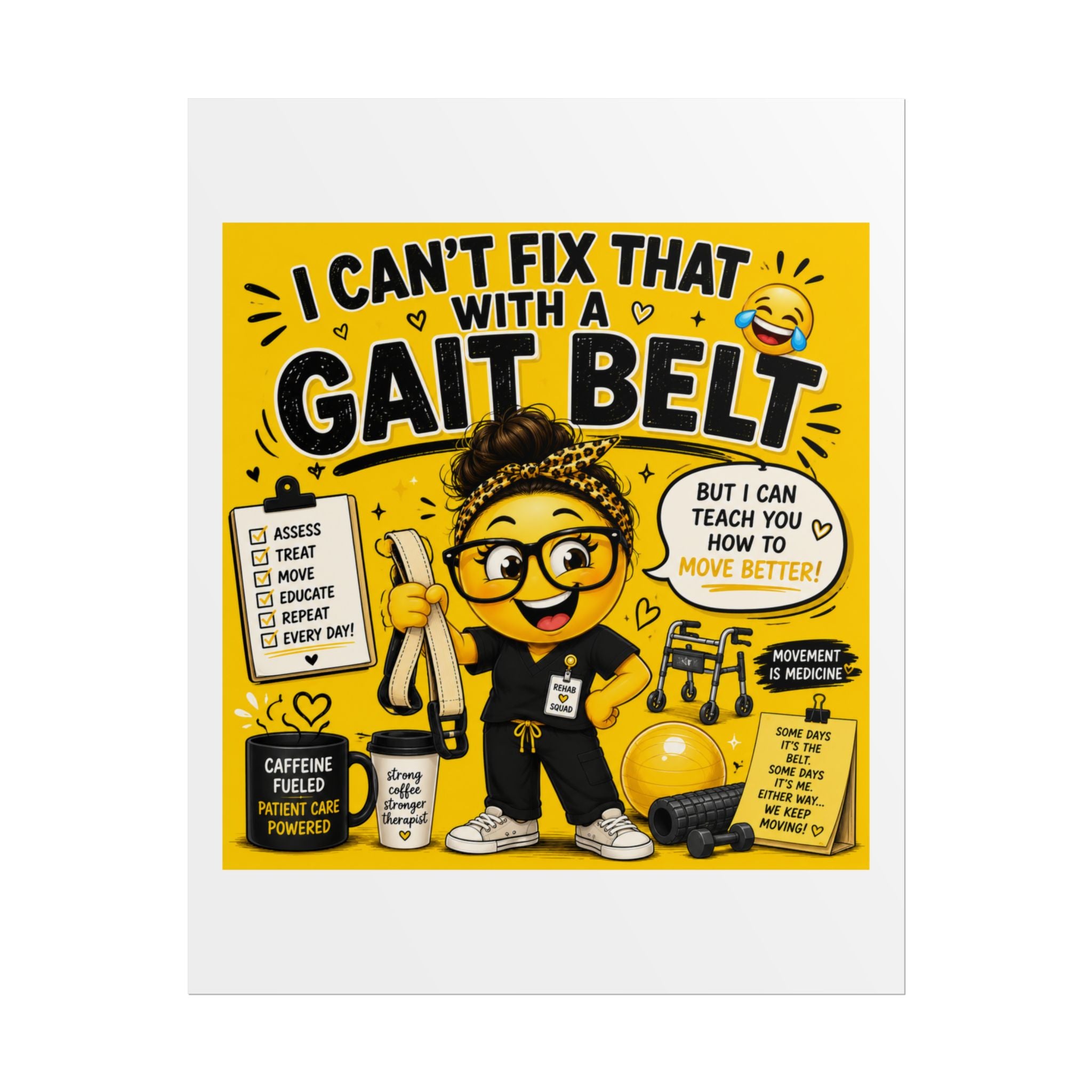 "I Can't Fix That With a Gait Belt" Emoji Poster
