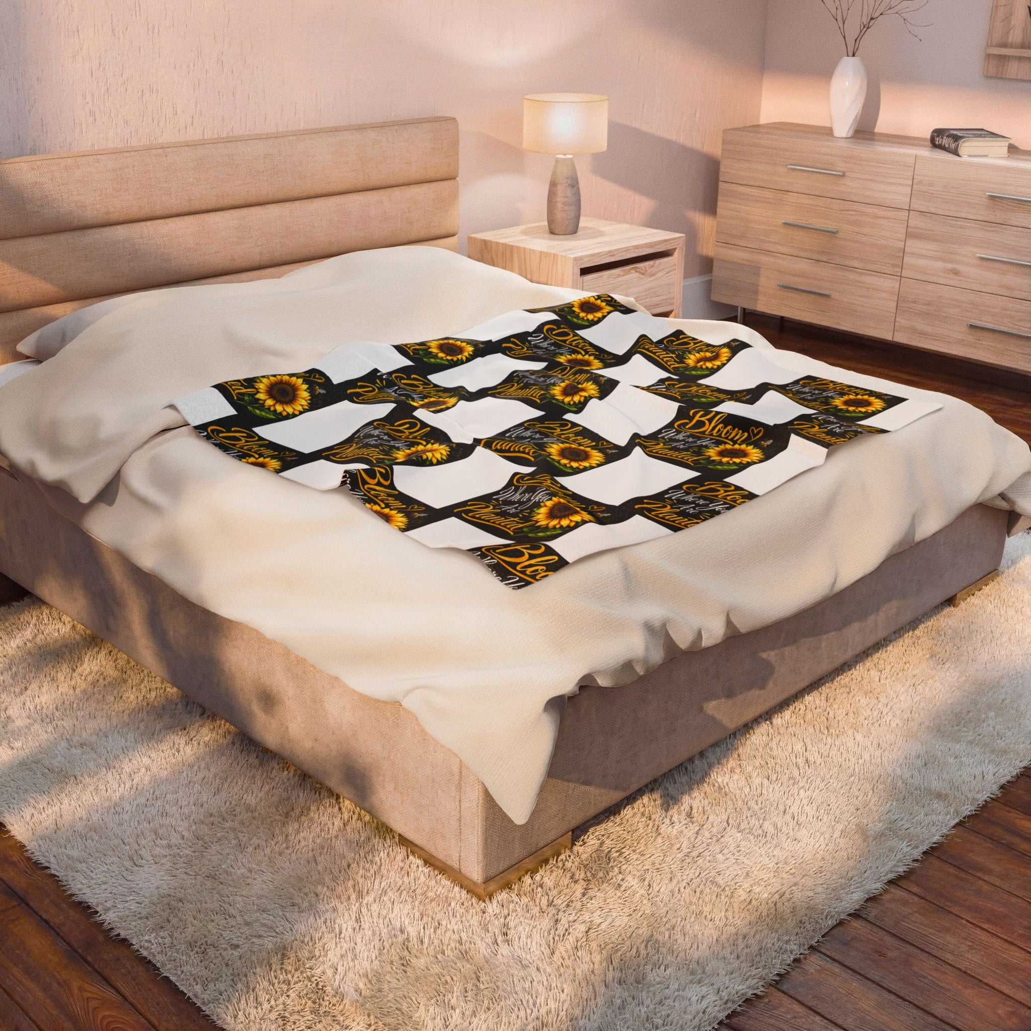 Bloom Where You’re Planted Sunflower Plush Blanket