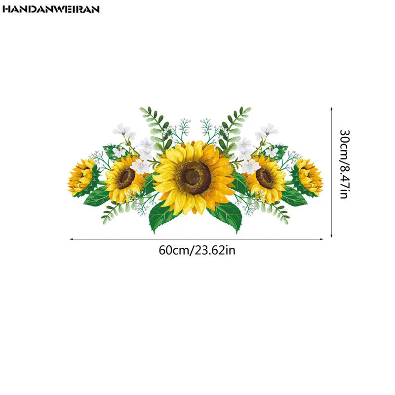 1PCS Removable Sunflower Wall Sticker Kitchen Waterproof Decals Wall Stickers For Kids Room Living Room Bedroom Home Decoration