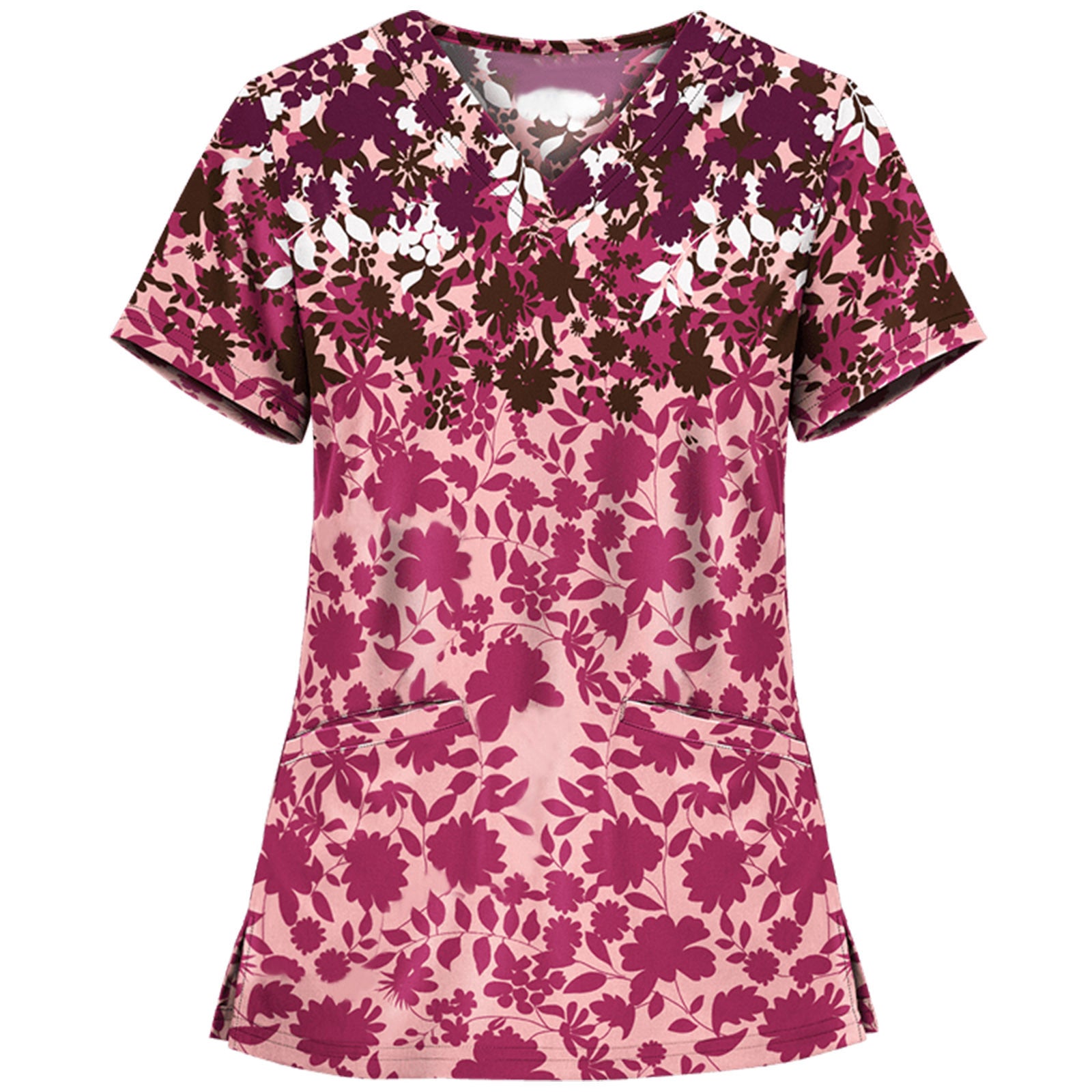 Nurse uniform pullover casual slim printed V-neck T-shirt
