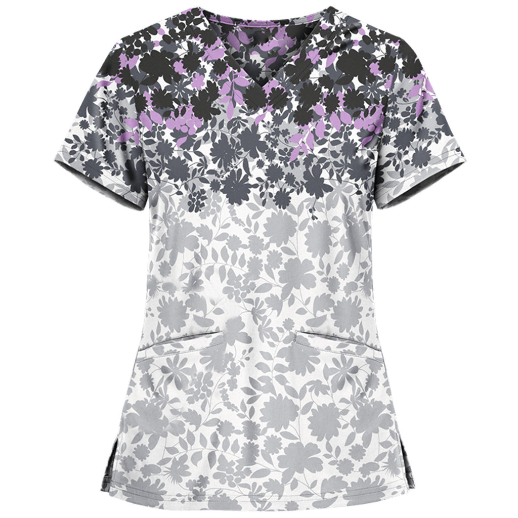 Nurse uniform pullover casual slim printed V-neck T-shirt