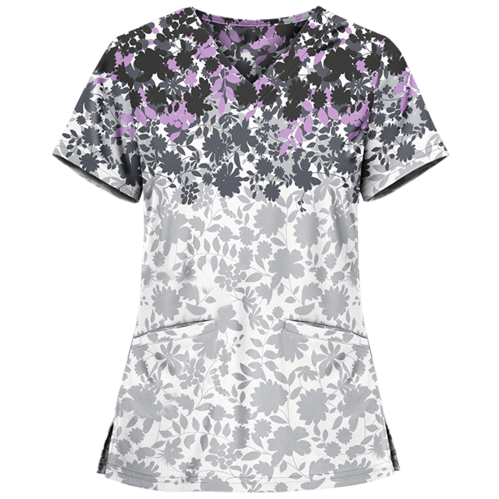 Nurse uniform pullover casual slim printed V-neck T-shirt