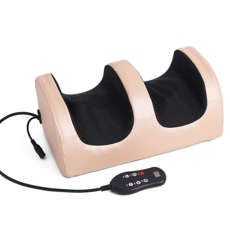 Foot massager kneads and presses feet, calves, soles