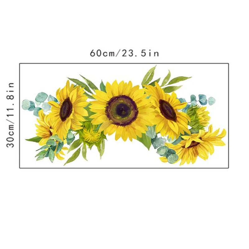 1PCS Removable Sunflower Wall Sticker Kitchen Waterproof Decals Wall Stickers For Kids Room Living Room Bedroom Home Decoration