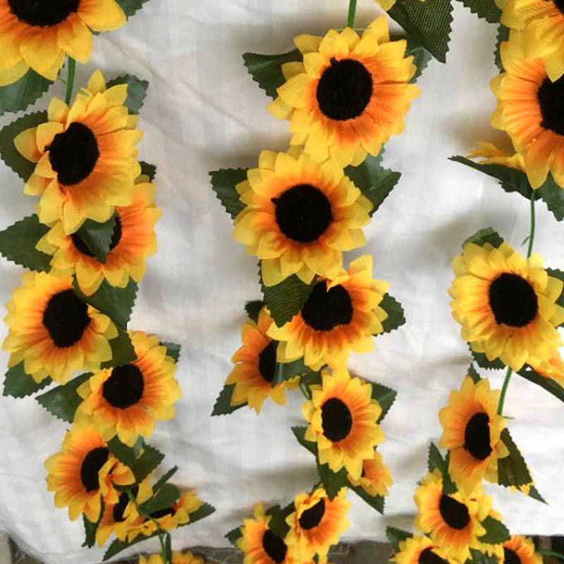 Sunflower Garland Flower Vine Wedding Floral Arch Decor Silk Artificial Flowers
